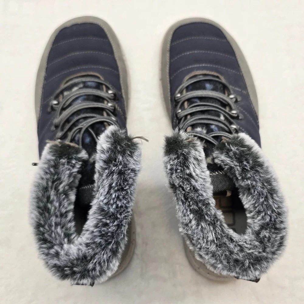 Hey Dude Brandy Puffy Faux Fur Ankle Boot Navy Grey Streetwear Gorpcore Womens 9 - Picture 6 of 11
